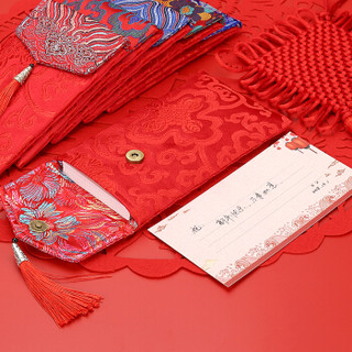 唐绣（TONSILK）创意万元布艺红包袋结婚庆用品利是封个性新年压岁红包封C008-2富贵蓝