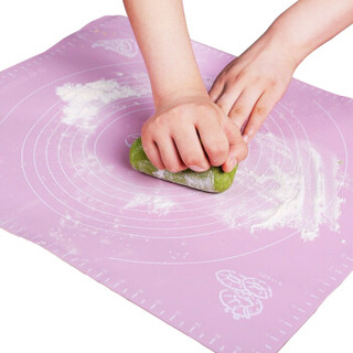 美之扣 揉面垫大号烘焙工具加厚硅胶垫 厨房面板案板不粘和面垫家用擀面垫 粉色