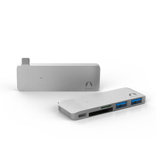 Snowkids Type-C扩展坞苹果电脑转换器USB-C转接头PD充电USB3.0Macbook笔记本配件铝壳银