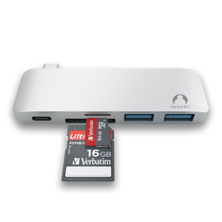 Snowkids Type-C扩展坞苹果电脑转换器USB-C转接头PD充电USB3.0Macbook笔记本配件铝壳银