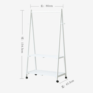 精邦衣帽架挂衣架奥斯塔双层可移动白色实木落地衣架