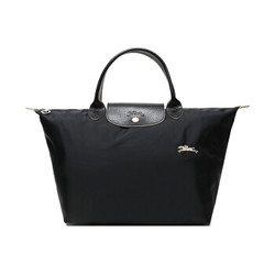 LONGCHAMP 珑骧 女士LE PLIAGE系列中号短柄可折叠手提包饺子包黑色织物 1623 619 001