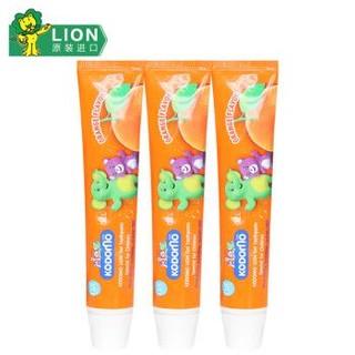 日本LION 无糖洁齿儿童牙膏3支装（橙子味）可吞咽 40gx3（泰国原装进口） *7件