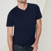 Gap男装舒适V领短袖T恤夏季440768 简约纯色上衣男基本款打底衫