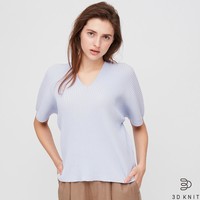 女装 3D全棉V领打褶针织衫(5分袖) 422912