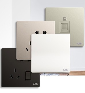 ABB 轩致系列 AF225 一开五孔开关插座面板 10只装 白色