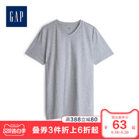 Gap男装舒适V领短袖T恤夏季530926 2020新款简约纯色男士休闲上衣 *4件