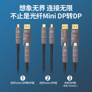 kaiboer 开博尔 光纤minidp转dp线1.4版DP转迷你DP线工程用10m50米4K连接线