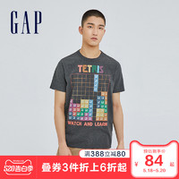 Gap男装圆领短袖T恤夏季567670 2020新款TETRIS潮流创意印花上衣