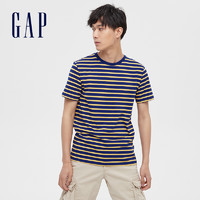 Gap男装时尚休闲圆领短袖T恤夏季580031 2020新款条纹潮流上衣
