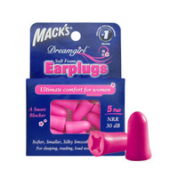 MACK’S 隔音耳塞  防噪音降噪耳塞 纤细柔软 女士 桃红色 5副 *3件