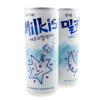 乐天牛奶碳酸饮料250ml*8罐 韩国进口妙之吻网红苏打milkis汽水 牛奶碳酸饮料250ml*8支