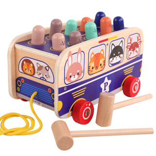 巧之木木制双锤拖车打地鼠婴幼儿童玩具 男女孩早教益智玩具3-4-5-6岁宝宝敲击亲子互动游戏生日礼物