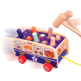 巧之木木制双锤拖车打地鼠婴幼儿童玩具 男女孩早教益智玩具3-4-5-6岁宝宝敲击亲子互动游戏生日礼物