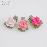 davebella戴维贝拉女童发饰  女宝宝花朵发夹【3件装】
