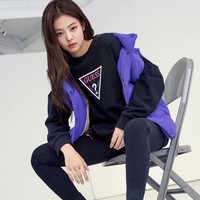 GUESS × BLACK PINK联名 基本款倒三角圆领卫衣