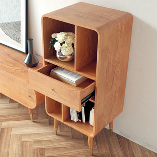 北欧实木电视柜茶几组合现代简约日式伸缩电视机柜背景墙柜小户型