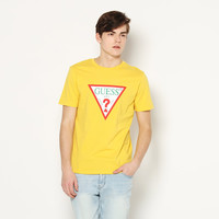 GUESS情侣款男士纯色短袖T恤 XL 黄色