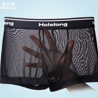 Holelong 活力龙 HCPW115 黑色唇印图案 男士网纱内裤