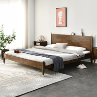 家逸北欧实木床1.8米简约现代双人婚床卧室1.5米单人床轻奢板式 轻奢款-1.5米*2米
