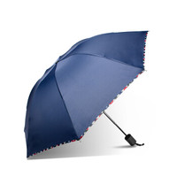 昵迪 雨伞十骨折叠三折加大男女双人防风加固晴雨两用太阳伞 八骨手动雨伞-藏青