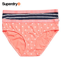 英国Superdry极度干燥内裤套装2条装女中腰三角裤舒适弹力潮牌