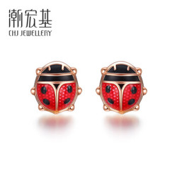 潮宏基 CHJ JEWELLERY FUN趣 单只18K金耳钉 EEK30008046 小瓢虫，单只耳钉