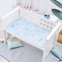水星家纺婴儿凉席 萌彩冰丝凉席婴儿床用 婴儿蓝 120*65cm
