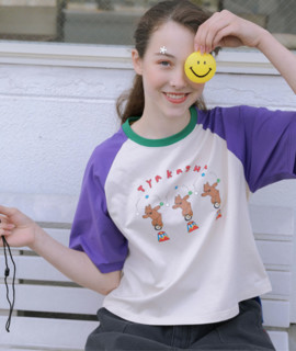 TYAKASHA 塔卡沙 T20CSMMXF17Z 马戏团系列 拼色插肩袖短袖T恤
