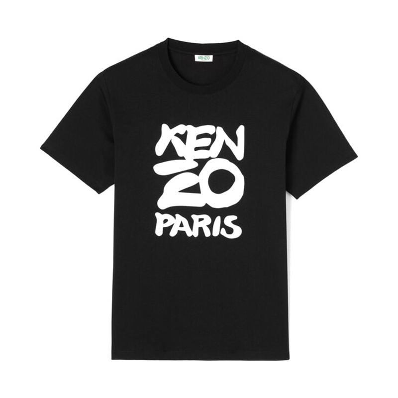 KENZO 凯卓 男士LOGO印花圆领短袖T恤FA55TS0184SA-99-XL 黑色L