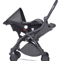 德国一键折叠自动收婴儿提篮式推车三合一新生儿睡篮可车载安全座椅 科技灰-黑