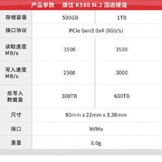 KONKA 康佳 K580系列 NVMe M.2 SSD固态硬盘 1TB