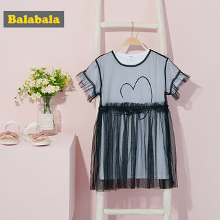 Balabala 巴拉巴拉 女童连衣裙 22112180108 黑色 130cm