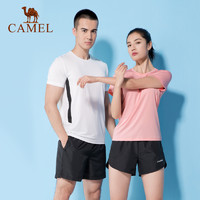 骆驼运动套装女士2020夏季新款T恤休闲跑步健身衣服宽松短裤男士 *2件