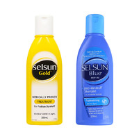 Selsun blue SELSUN去屑止痒洗发水控油顺滑无硅油男女洗发乳深层清洁去头皮 蓝盖200ml+黄瓶200ml