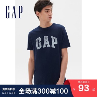 Gap男装休闲纯棉T恤夏季645254 LOGO男士时尚舒适短袖情侣款上衣