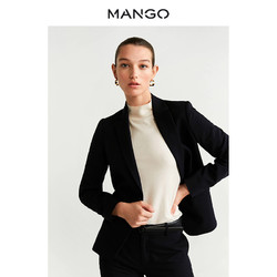 MANGO 芒果 女款系扣平驳领西装外套
