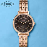Fossil春季新品镶钻表圈玫瑰金钢表带女士石英手表ES4723