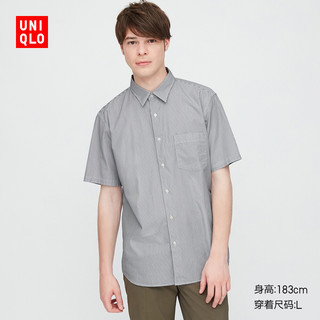 男装 优质长绒棉条纹衬衫(短袖) 427310 优衣库UNIQLO