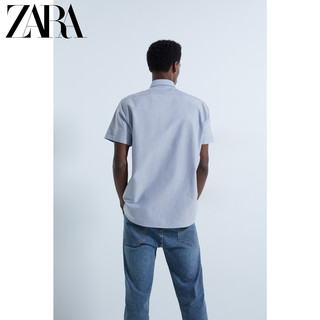 ZARA 新款 男装 牛津纹理短袖衬衫 06608390403