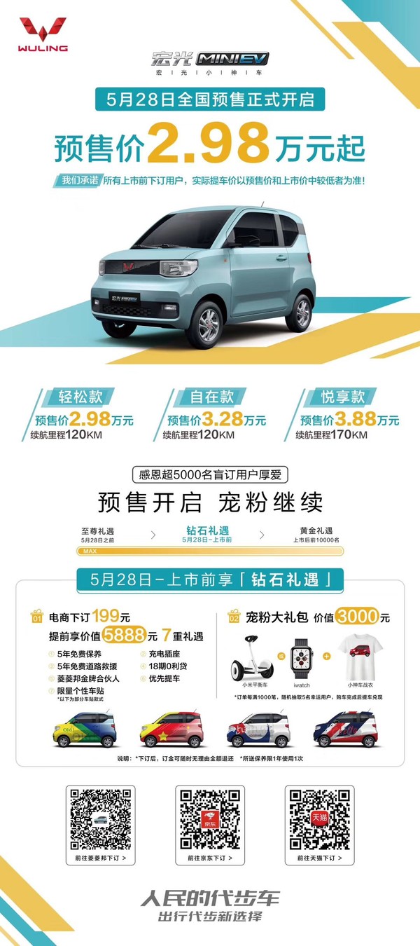 WUlING 五菱 宏光MINI EV 新车预售 星空蓝 轻松款