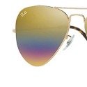 Ray-Ban 雷朋 飞行员系列非偏光太阳镜RB3025 青铜色镜框+金彩虹闪光镜片