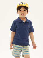 gap 幼儿 布莱纳小熊系列 基本款纯色短袖POLO衫