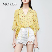 MO&Co. 摩安珂 MA182TOP122 五分袖真丝衬衫