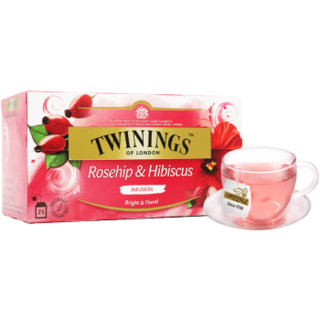 Twinings川宁 英国进口玫瑰花草茶25茶包盒装 小包袋泡茶茶包DIY花草茶冷饮 年轻人喝的茶