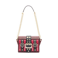 MICHAEL KORS 迈克·科尔斯 Hayden系列女士皮质铆钉装饰搭扣单肩包30F9G0YM8T-899 亮红色混色中包