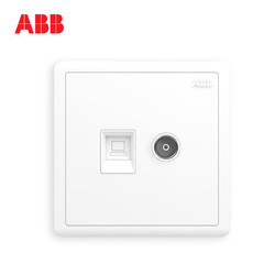 ABB 开关插座墙壁开关远致白电视电脑插座 AO325 *2件