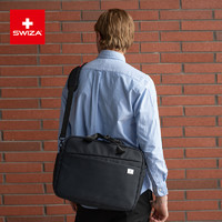 Swiza百年瑞士 世睿时男士大容量多功能商务带套杆手提单肩公文电脑包包
