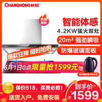 长虹(CHANGHONG)20立方T型欧式油烟机烟灶套餐4.2KW火力燃气灶具套装CXW-258-E50 Z12液化气