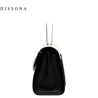 迪桑娜（DISSONA）时尚单肩包斜跨包秘印包女包包撞色宽肩带包包 8172A71801M03 黑/白